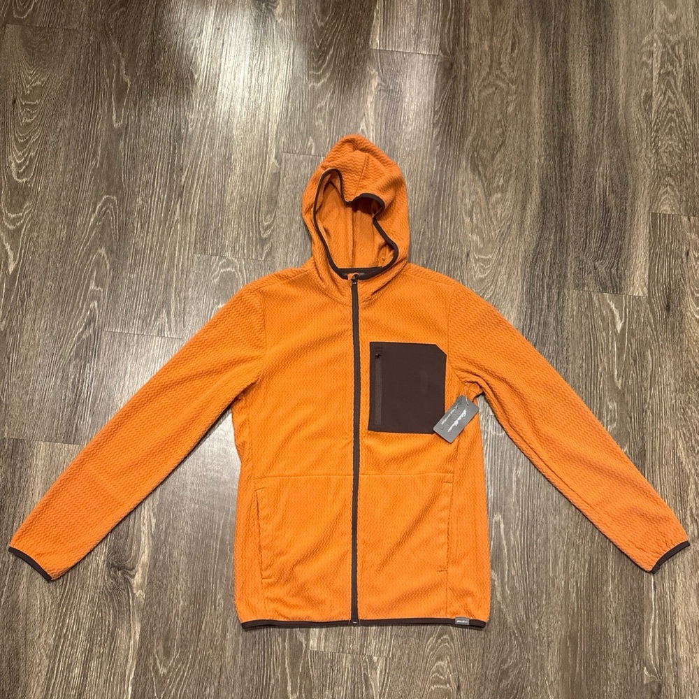 Eddie Bauer Orange Hooded Lightweight Jacket with Contrasting Chest Pocket